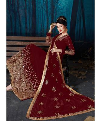 Maroon Georgette Anarkali Salwar Kameez 1