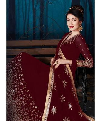 Maroon Georgette Anarkali Salwar Kameez 2