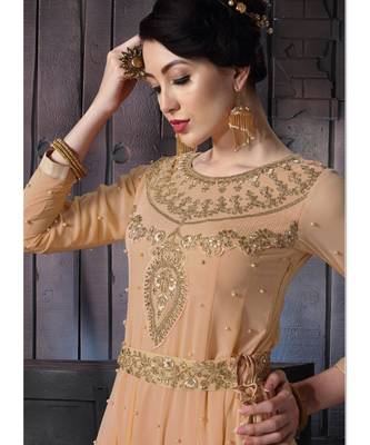 Cream Georgette Pakistani Salwar Kameez 2