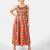 Orange geometric digital printed ankle length tunic dress