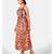 Orange geometric digital printed ankle length tunic dress