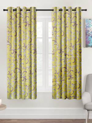 A Yellow Printed Polyester Window Curtain 1