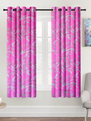 A Pink Printed Polyester Window Curtain 1