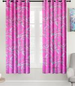 A Pink Printed Polyester Window Curtain