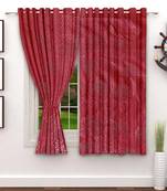 A Dark Red Printed Polyester Window Curtain