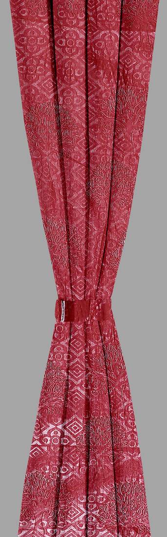 A Dark Red Printed Polyester Window Curtain