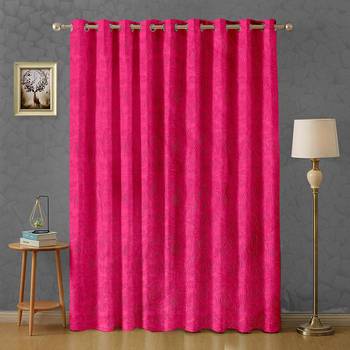 A Magenta Printed  Polyester Window and Door Curtain 1