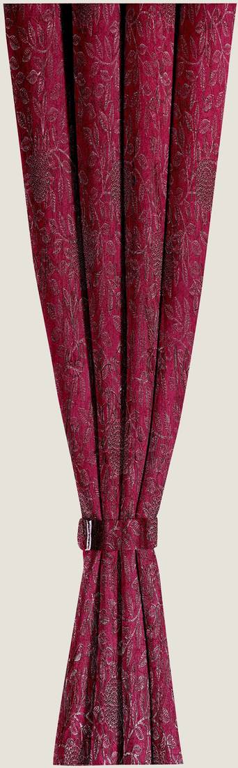 A Maroon Printed  Polyester Window and Door Curtain
