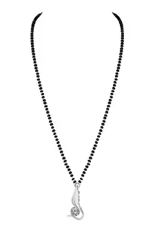Silver cubic zirconia mangalsutra