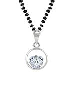 Silver cubic zirconia mangalsutra