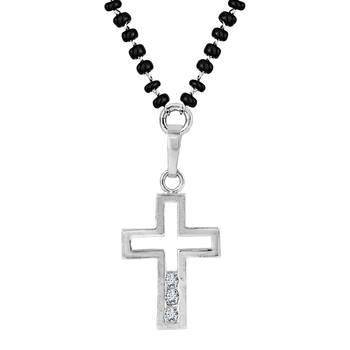 Silver cubic zirconia mangalsutra 1