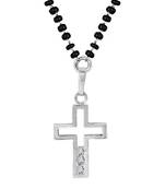 Silver cubic zirconia mangalsutra