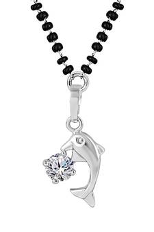 Silver cubic zirconia mangalsutra