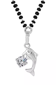 Silver cubic zirconia mangalsutra