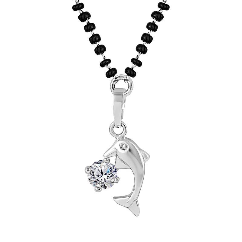 Silver cubic zirconia mangalsutra