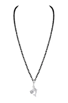 Silver cubic zirconia mangalsutra