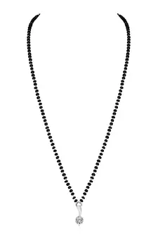 Silver cubic zirconia mangalsutra