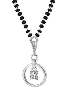 Silver cubic zirconia mangalsutra