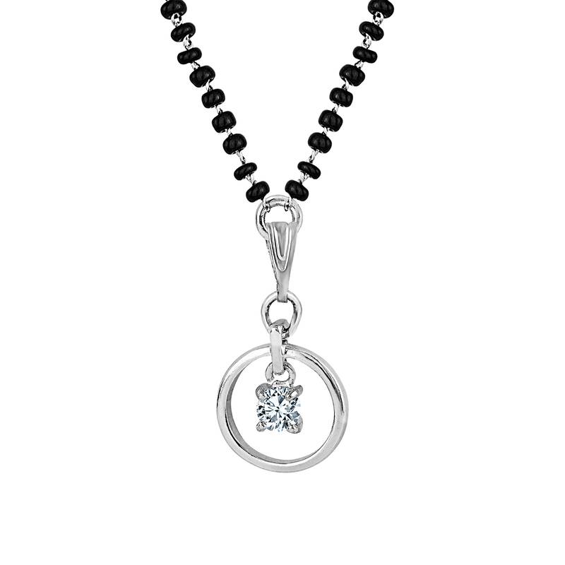 Silver cubic zirconia mangalsutra