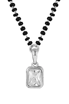 Silver cubic zirconia mangalsutra