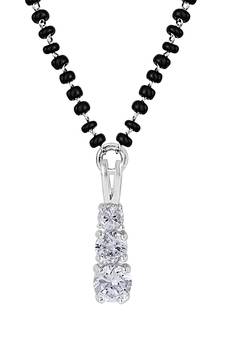 Silver cubic zirconia mangalsutra