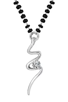 Silver cubic zirconia mangalsutra