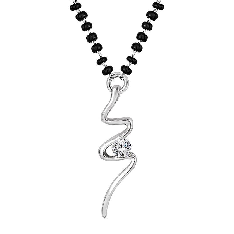 Silver cubic zirconia mangalsutra