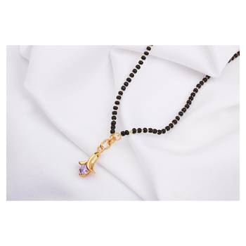 Gold cubic zirconia mangalsutra 4