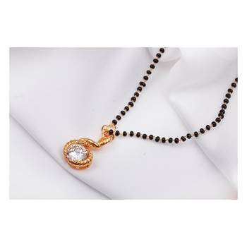 Gold cubic zirconia mangalsutra 4