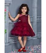 maroon polyester kids frocks