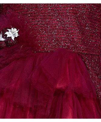 maroon polyester kids frocks 2