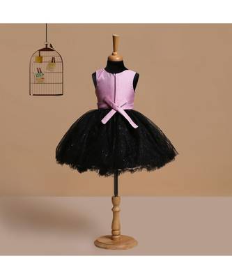 Peach polyester kids frocks 1