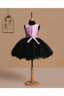 Peach polyester kids frocks