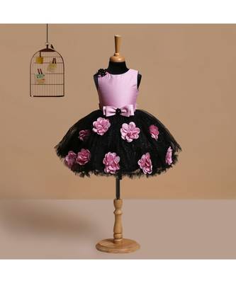 Peach polyester kids frocks 3