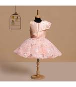 Peach polyester kids frocks