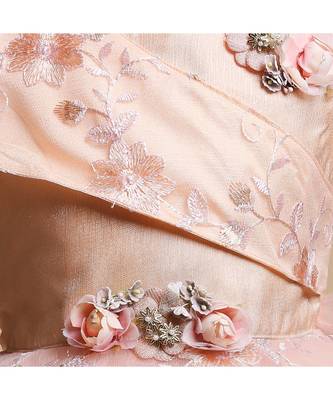 Peach polyester kids frocks 2