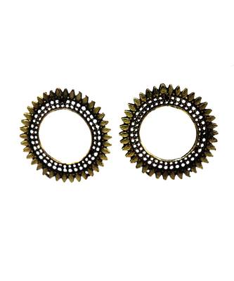 Gold Oxidised Contemporary Earrings 3