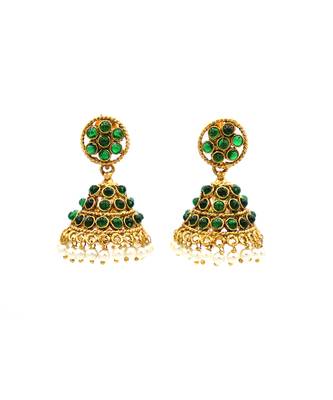 Green Stone Antique Kempu Choker Necklace Set 5
