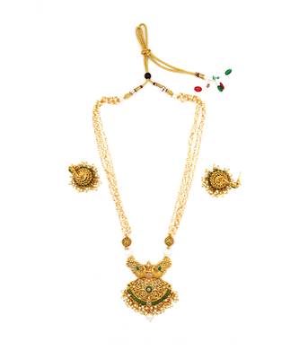 Green studded jewellery necklace-sets 4