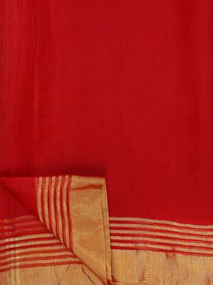 red woven cotton silk saree with blouse 9