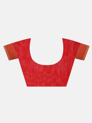 red woven cotton silk saree with blouse 10