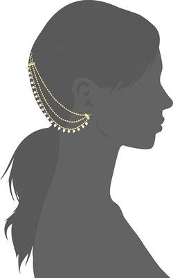 Designer 3 line Bridal pearl earchain or ear support earrings for Wedding 1
