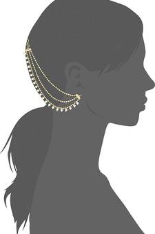 Designer 3 line Bridal pearl earchain or ear support earrings for Wedding