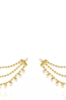 Designer 3 line Bridal pearl earchain or ear support earrings for Wedding