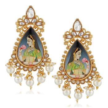 Gold pearl danglers-drops 1
