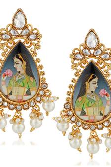 Gold pearl danglers-drops