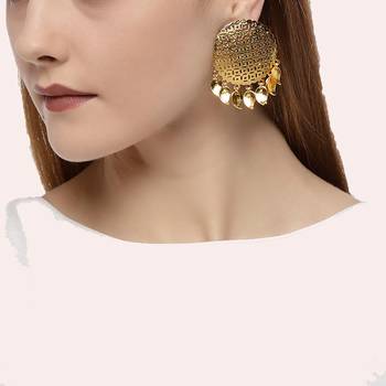  Designer Floral motif Circular dangler drops studs earrings 1