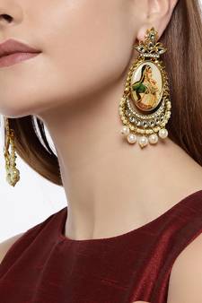 Designer Rani Motif Padmavati Dangler drops Studs Earrings