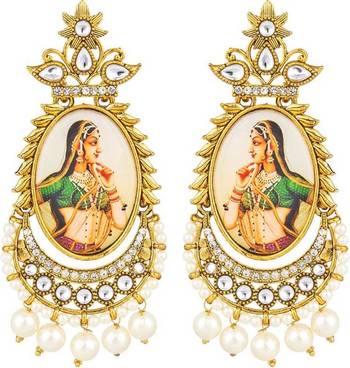 Designer Rani Motif Padmavati Dangler drops Studs Earrings 1