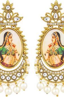 Designer Rani Motif Padmavati Dangler drops Studs Earrings
